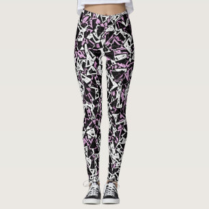 Leggings Motif Triangle Noir Violet