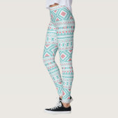 Leggings Motif tribal aztèque turquoise et rose (Gauche)
