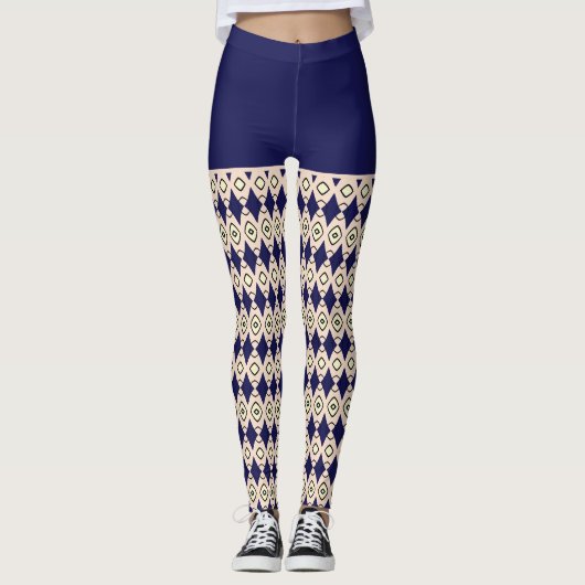 Leggings motif tribal bleu marine (Devant)