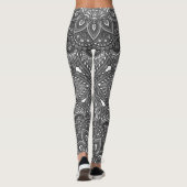 Leggings Motif tribal de Mandala Boho noir gris et blanc (Dos)