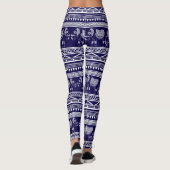 Leggings Motif tribal d'éléphant de blanc et de bleu marine (Dos)