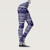 Leggings Motif tribal d'éléphant de blanc et de bleu marine (Droite)