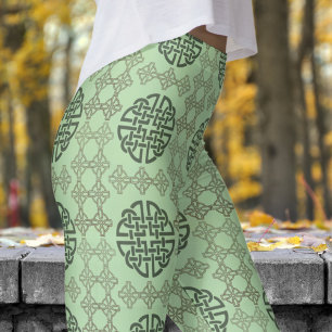 Leggings Motif tribal élégant, vert et noir circulaire