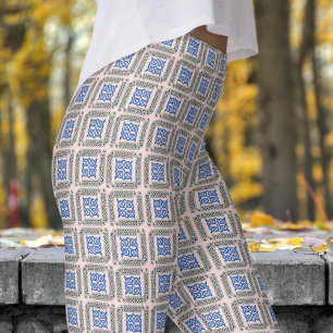 Leggings Motif tribal gras rose et noir