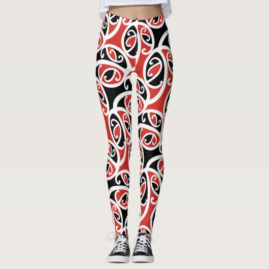 Leggings Motif tribal maori Kowhaiwhai Mangopare (Devant)
