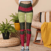 Leggings Motif tricoté rayé marron rouge et beige moderne