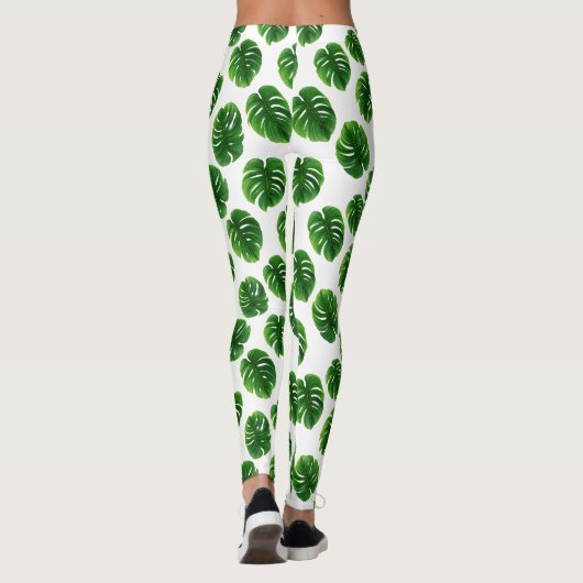 Leggings Motif Tropical à Feuille de Monstera (Dos)