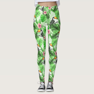 Leggings Motif tropical avec toucan