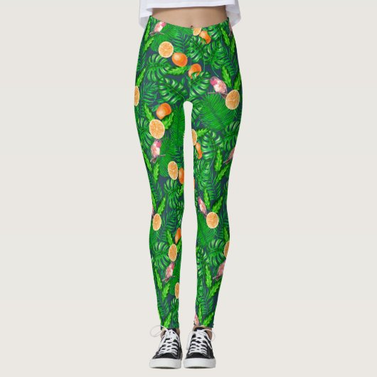 Leggings Motif tropical, colibris (Devant)