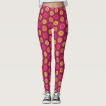 Leggings Motif tropical de tranche d'agrumes d'été joli<br><div class="desc">Ce joli motif d'agrumes a un motif sans couture de polka-point-style composé des tranches d'orange,  de mandarine et de pamplemousse sur un arrière - plan pourpre estival.</div>