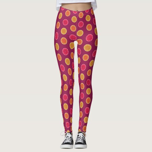 Leggings Motif tropical de tranche d'agrumes d'été joli (Devant)
