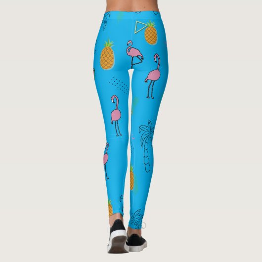 Leggings Motif tropical sans couture avec ananas Flamant ro (Dos)