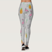 Leggings Motif tropical sans couture avec ananas Flamant ro (Dos)