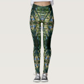 Leggings Motif Tropical Vert Bohème Chic (Devant)