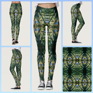 Leggings Motif Tropical Vert Bohème Chic