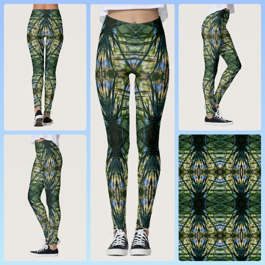 Leggings Motif Tropical Vert Bohème Chic