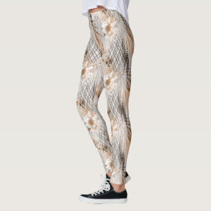 Leggings Motif tropicale grise, beige.
