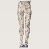 Leggings Motif tropicale grise, beige. (Devant)