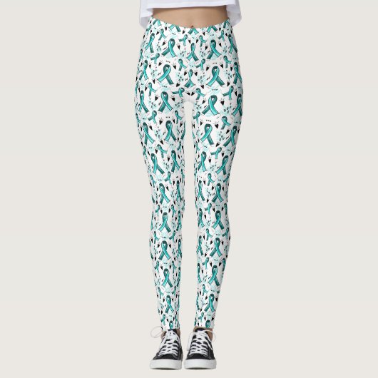 Leggings Motif turquoise de sensibilisation au ruban (Devant)