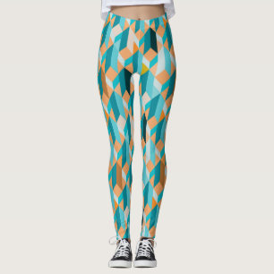 Leggings Motif turquoise et orange de formes