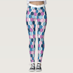 Leggings Motif Twilight City Blue et rose Hexagon
