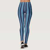 Leggings Motif uni rayé bleu rétro (Dos)