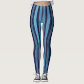 Leggings Motif uni rayé bleu rétro (Devant)
