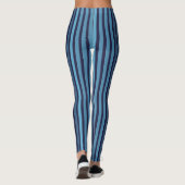 Leggings Motif uni rayé bleu rétro (Dos)