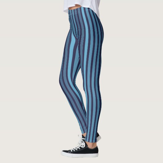 Leggings Motif uni rayé bleu rétro (Gauche)