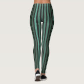 Leggings Motif uni rayé rétro vert (Dos)