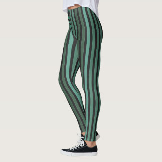 Leggings Motif uni rayé rétro vert