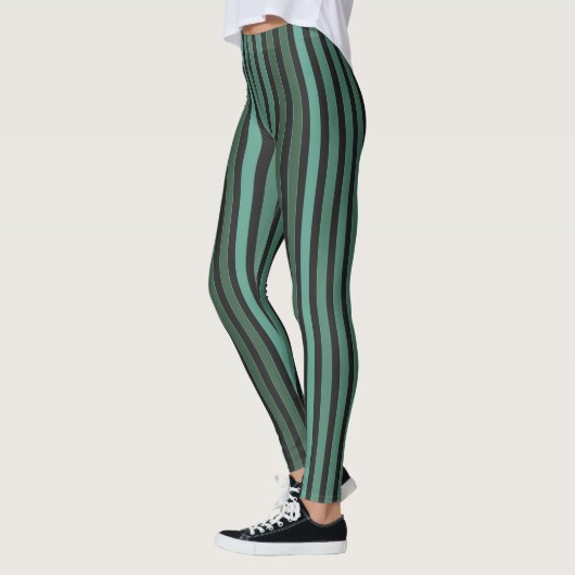 Leggings Motif uni rayé rétro vert (Gauche)