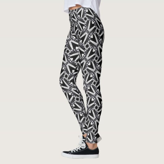 Leggings Motif V noir gris & blanc (Gauche)