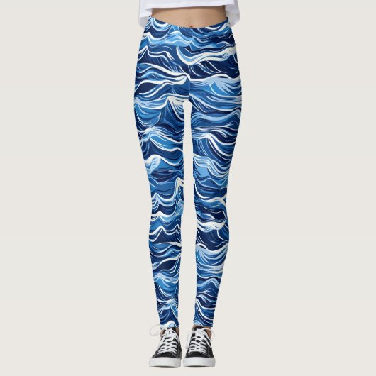Leggings Motif Vague Bleue (Devant)