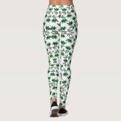 Leggings Motif vert à feuilles sur blanc (Dos)