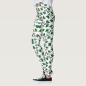 Leggings Motif vert à feuilles sur blanc (Gauche)
