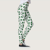 Leggings Motif vert à feuilles sur blanc (Droite)