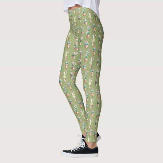 Leggings Motif vert d'étape | de fleur de désert (Gauche)