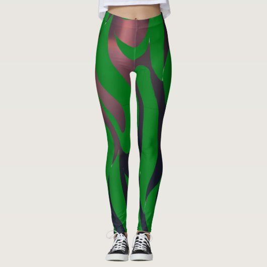 Leggings Motif vert dynamique et noir (Devant)
