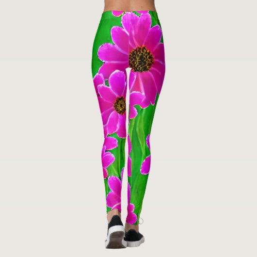 Leggings Motif vert et rose vif (Dos)
