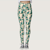 Leggings Motif vert et rouge Cactus (Devant)