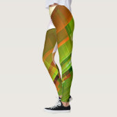 Leggings Motif vert orange abstrait géométrique (Gauche)