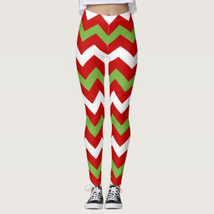 Leggings Motif vert rouge de Chevron de vacances de Noël