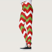 Leggings Motif vert rouge de Chevron de vacances de Noël (Gauche)