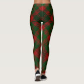 Leggings Motif vert rouge de plaid de tartan de Noël (Dos)