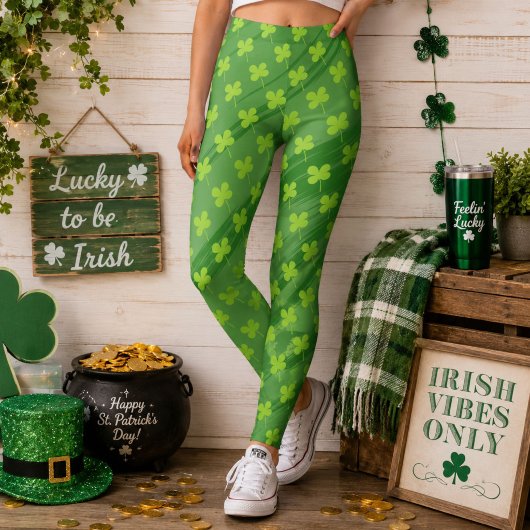 Leggings Motif vert trèfle de la Saint-Patrick