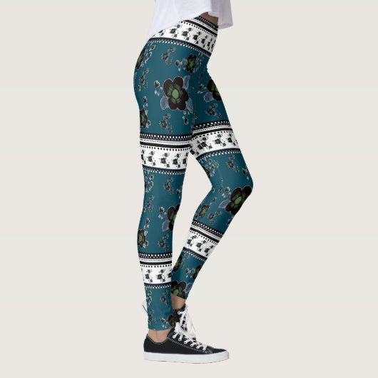 Leggings motif vert turquoise (Droite)