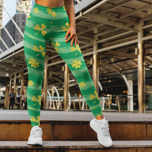 Leggings Motif Verte Grille Avec Cloches D'Or Patrick