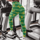 Leggings Motif Verte Grille Avec Cloches D'Or Patrick