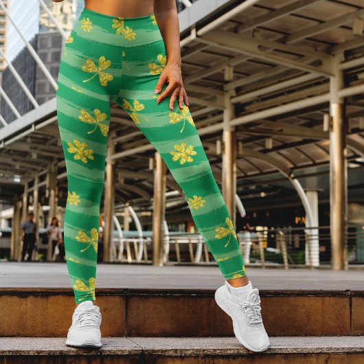Leggings Motif Verte Grille Avec Cloches D'Or Patrick
